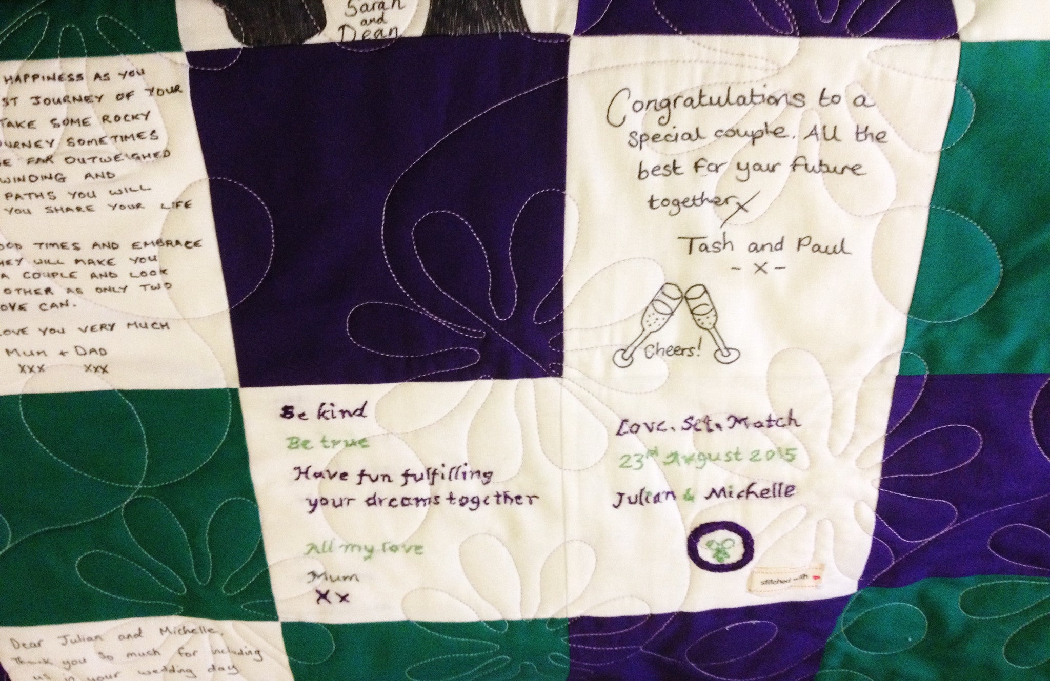 Wedding Guest Signature Quilt - A Beautiful Poem Written by- Janet Hindley